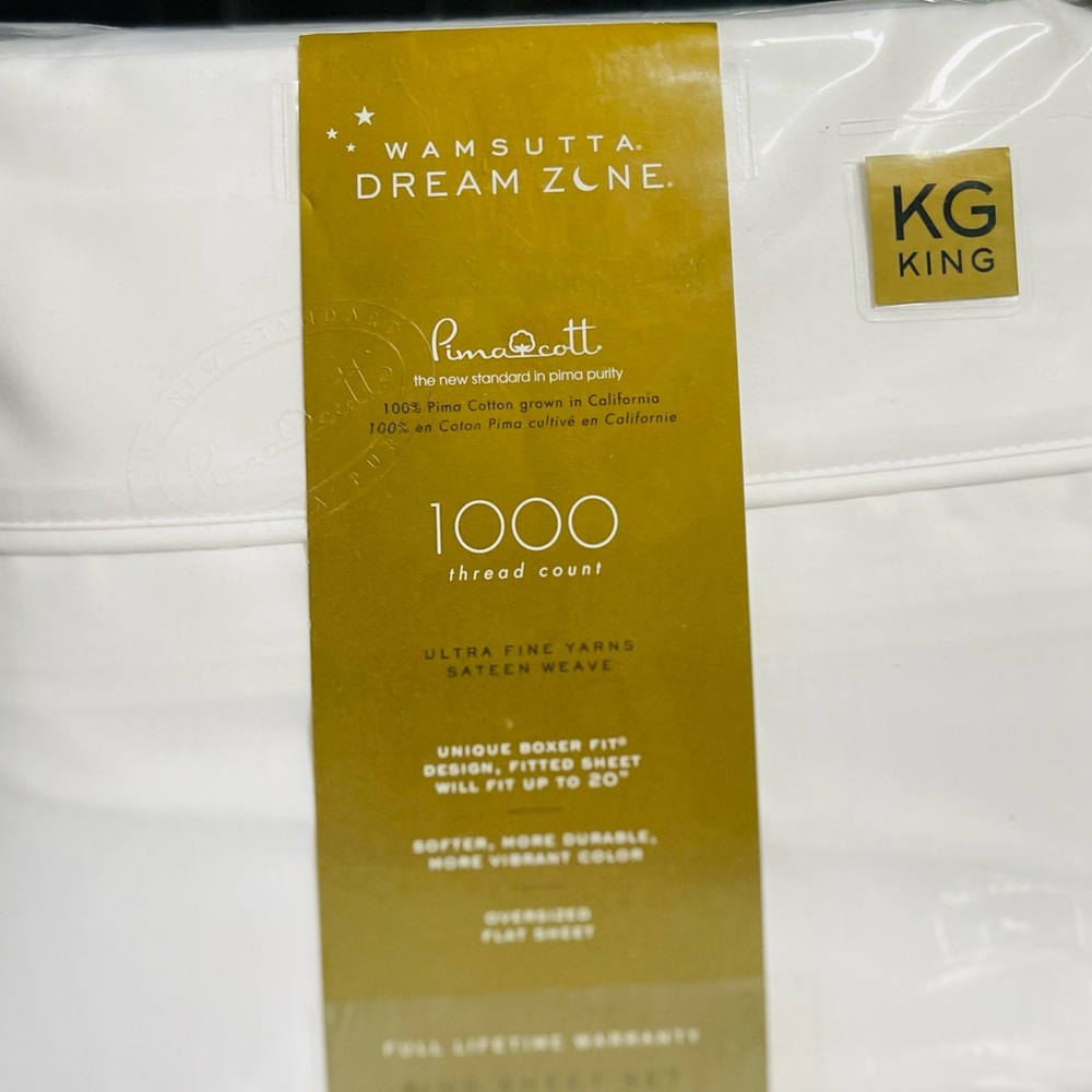 WAMSUTTA Dream Zone 1000T Count PimaCotton KING Sheet Set White New